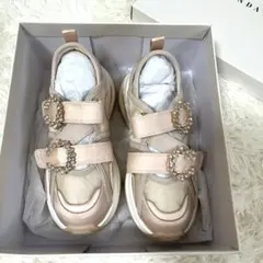 RANDA ビジューダブルベルトオープンスニーカー