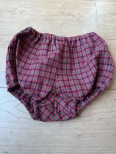 FAMILIAR 赤と緑のチェック柄パンツ 80