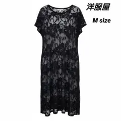 美品 洋服屋 フラワーレース チュニック アンダー ドレス セット 花柄 日本製