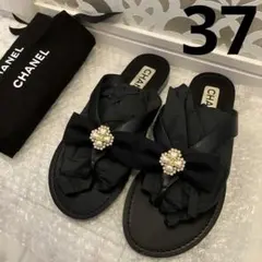 未使用❣️CHANELサンダル❣️37 ハートパールキラキラ❣️黒大人気❣️のサムネイル