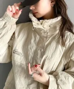 新品JaVa ♡主役を飾るレトロ配色裏キルティング配色レトロハーフジップブルゾン