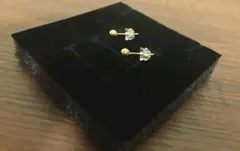 【未使用級】 K10YG 丸玉ボールスタッドピアス