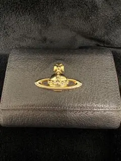 ヴィヴィアンウエストウッド 三つ折り財布 ブラック がま口 レザー ビッグオーブ