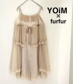 【タグ付新品】 YOiM furfur レース プリーツ キャミワンピ リボン