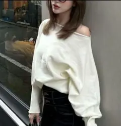 DIANTE ルーズオフショルダーニット ワンショルダーニット トップス