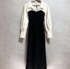 SNIDEL シャツドレス ブラック/ホワイト