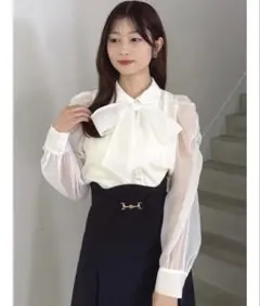 dazzlin 2wayボウタイぺプラムブラウスのサムネイル