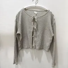 LAKOLE ボーダー リボン ショートカーディガン ボレロ Sのサムネイル