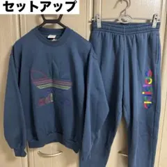 【セットアップ】アディダス クルーネックスウェット・パンツ M/L 刺繍ロゴ