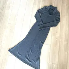 細身ハーフジップリブニットマーメイドワンピース