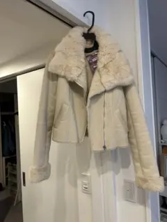 ムートンコート ファー付き ショートジャケット