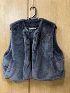 ファーモコモコベスト/ダークグレー/未使用品