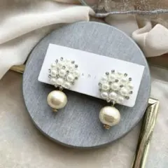 エレガントパール×コットンパール　ピアス　イヤリング