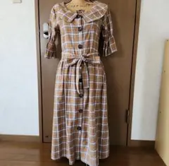 【値下げ】【新品未使用】JUNOAH チェックの5分袖ワンピース