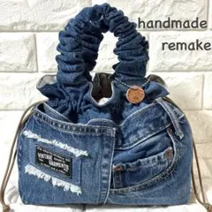 【handmade】 ●デニムリメイク　●巾着トートバック
