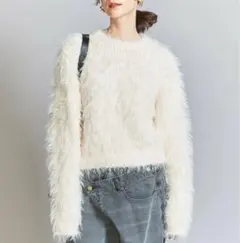 BEAUTY&YOUTHフェザーヤーン ニット プルオーバー
