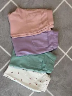 キッズレギンス3点セット おまけ1点（ピンク・ラベンダー・グリーン・ホワイト）