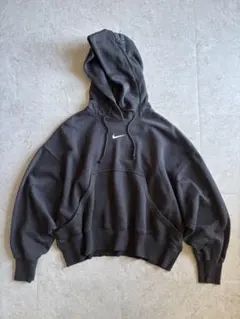 NINE センターロゴパーカー ソロスウッシュ 短丈 クロップド丈 ブラック