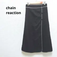 0397 チェインリアクション ブラック ロングスカート 総柄 スタイルアップ