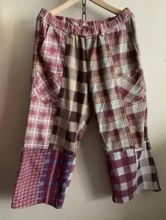 ⚫️ウィエップ　weyep パンツ　レッド　古着　リメイク　ネルシャツ　メンズ