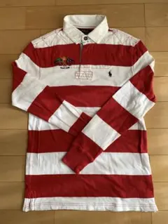 Polo Ralph Lauren 赤白のストライプ 長袖ポロシャツ