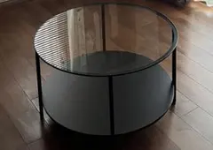 IKEA VITTSJÖ（ヴィットショー）円形 センターテーブル ガラス天板