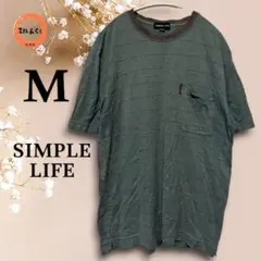 シンプルライフ　メンズ　半袖Tシャツ　モスグリーン系　Mサイズのサムネイル