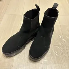 ブラック サイドゴアブーツ 厚底