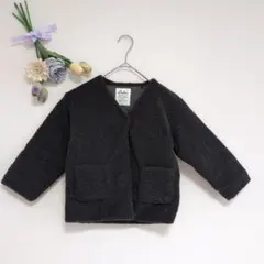 ラグカウ【110cm】ノーカラー　ジャケット バースディ 中綿ボア　グレー