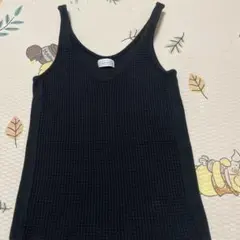 THE NEWHOUSE ワッフル タンクトップ ブラック Sのサムネイル