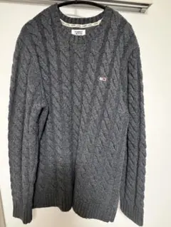TOMMY JEANS ケーブルニット セーター グレー Lのサムネイル