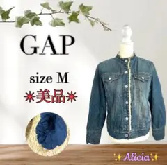 【美品】GAP size M デニム ボアジャケット ノーカラー 暖か 秋冬
