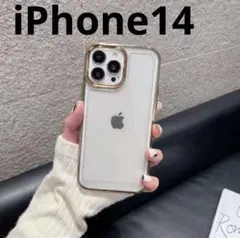 iPhone14ケース メタリックフレーム クリアカバー シンプル スマホカバー