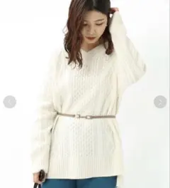 アンタイトル（UNTITLED）　アラン柄ニットプルオーバー　ホワイト　M