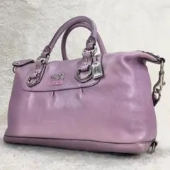コーチ COACH ラベンダー本革2wayショルダーバッグ 肩がけシルバー金具✧