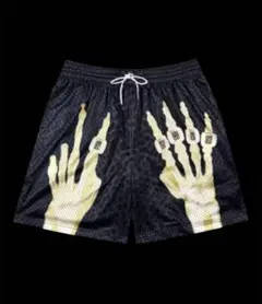 BATTLE BORN スケルトンハンド メッシュ ハーフパンツ M