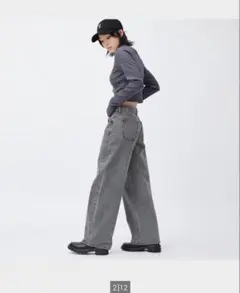 Gu ジーユー ローライズバギージーンズ Sサイズ グレー