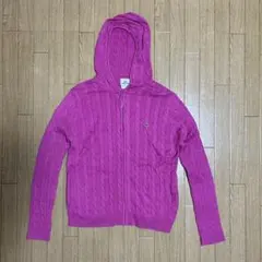 LACOSTE/ラコステ/コットン/ニット/パーカー/ロゴ/ピンク/フルジップ