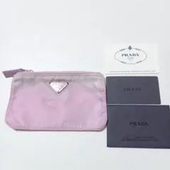 PRADA　プラダ　三角ロゴプレート　ミニポーチ　ピンク　ギャランティカード付き
