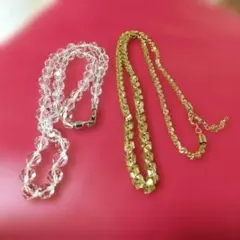 ♥クリア＆ゴールド ビーズネックレス