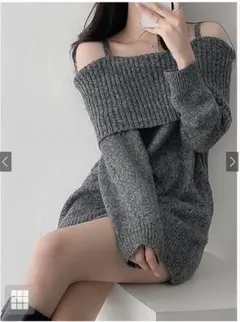 GRL オフショルダーニットミニワンピース［dr618］