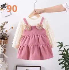 女の子　ワンピース　90サイズ　長袖　可愛い　くまさん