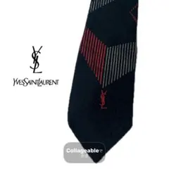 상태좋음 YSL サンローラン ネクタイ ネイビー ロゴ