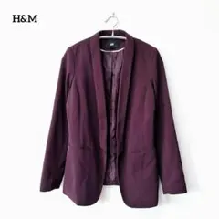 H&M【S】 テーラードジャケット パープル シンプル オフィスカジュアル