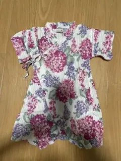 【美品】甚平　80 プティマイン　女の子　紫陽花　ピンク　紫　帯付き