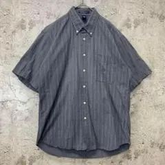 No2451 古着　半袖シャツ　グレー　チェックシャツ　オーバーサイズ