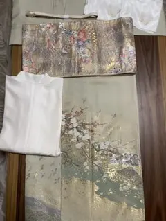 訪問着フルセット 高級袋帯 じゅらく 青白磁 春秋 結婚式 入学式 訪問 
