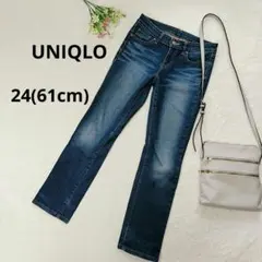 ユニクロ　スキニーデニム【24(61cm)】インディゴ　古着　1596