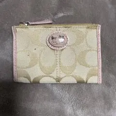 COACH コーチ ベージュ コインケース ロゴ入り