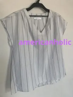 未使用☆americanholic ストライプ　トップス　ブラウス